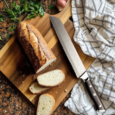 "Kogarashi" Collection - Premium Japanese Damascus Bread Knife