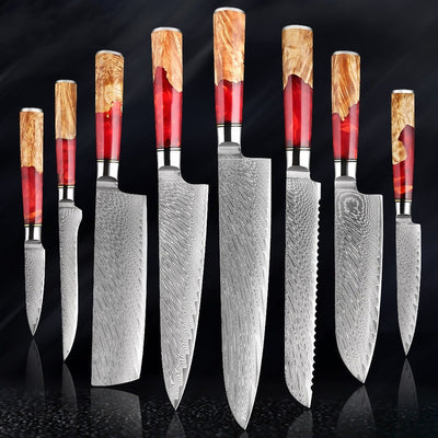 “Kurenai” Collection - Premium Japanese Damascus Knives
